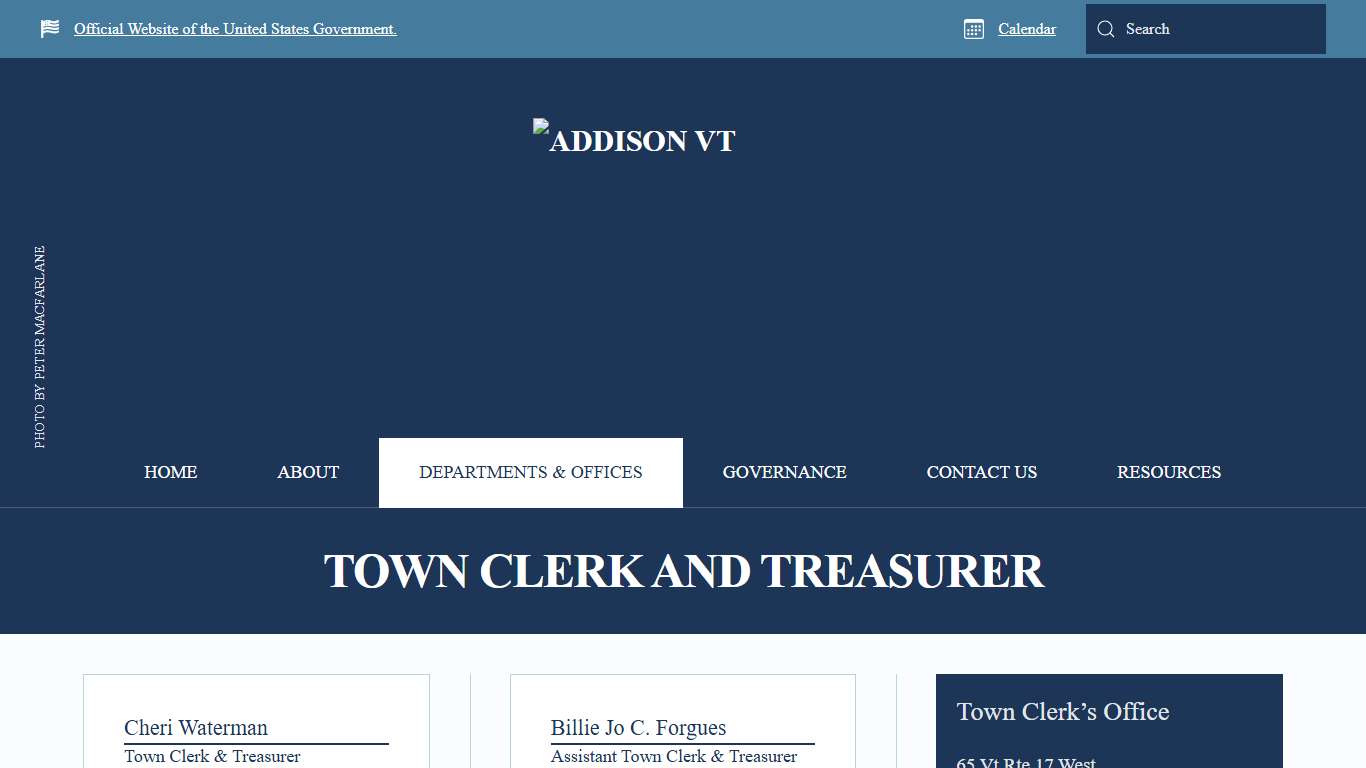 Town Clerk and Treasurer - Addison, VT